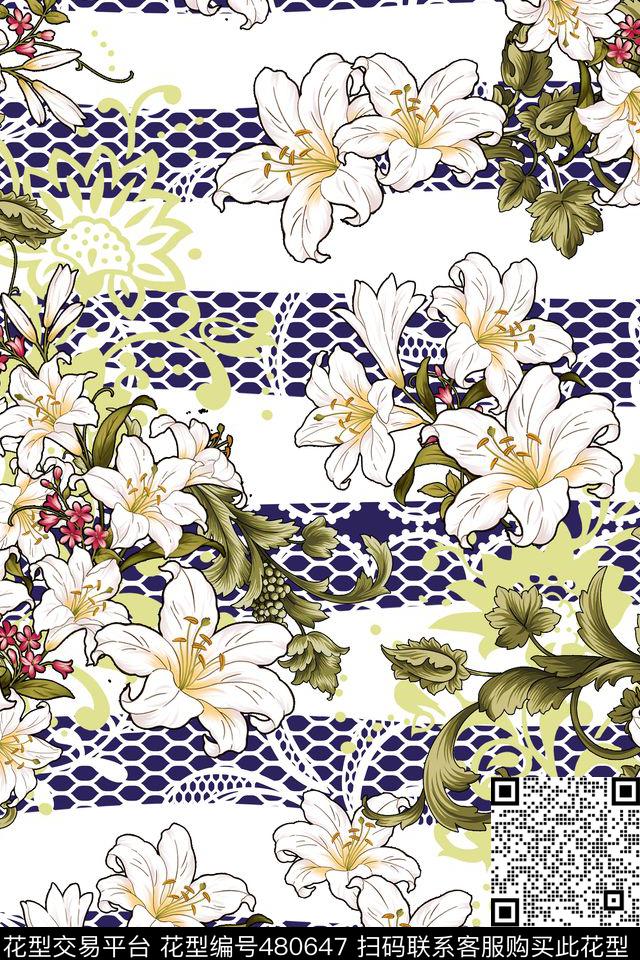花卉清爽休闲数码印花华亿平台下载（图片编号: 480647） - 瓦栏（Walan）