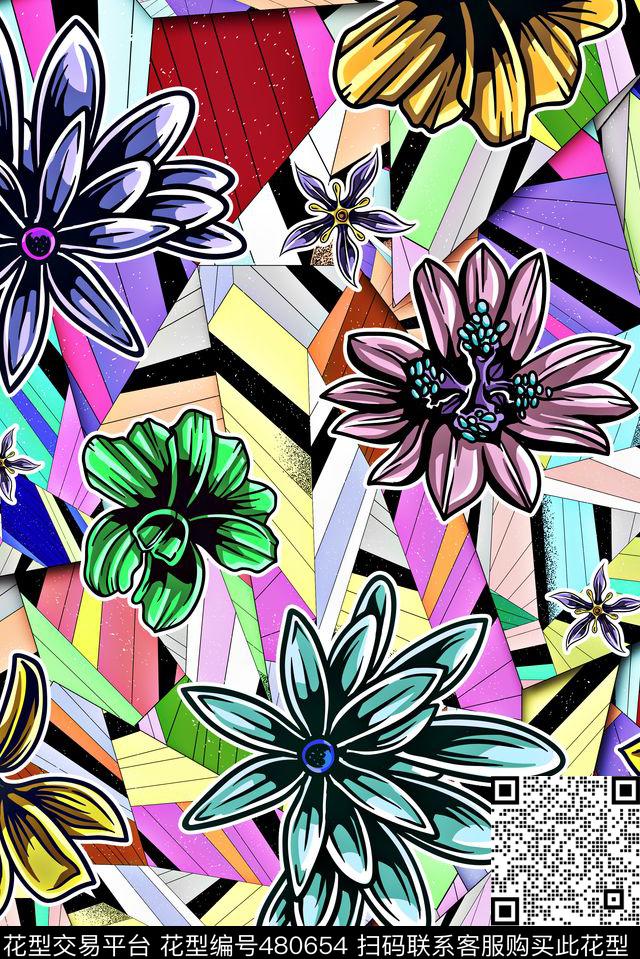 几何格纹条纹数码印花华亿平台下载（图片编号: 480654） - 瓦栏（Walan）