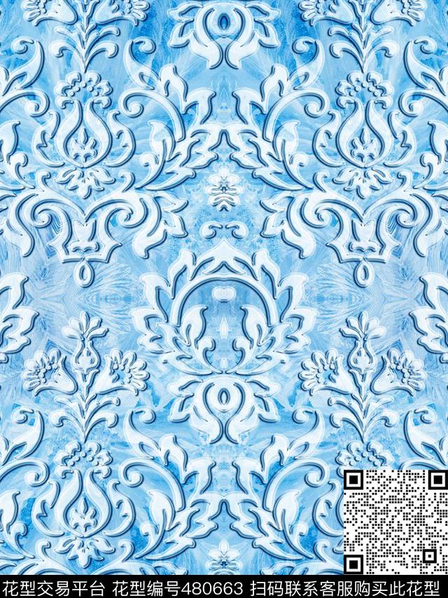 冰雪花纹立体数码印花华亿平台下载（图片编号: 480663） - 瓦栏（Walan）