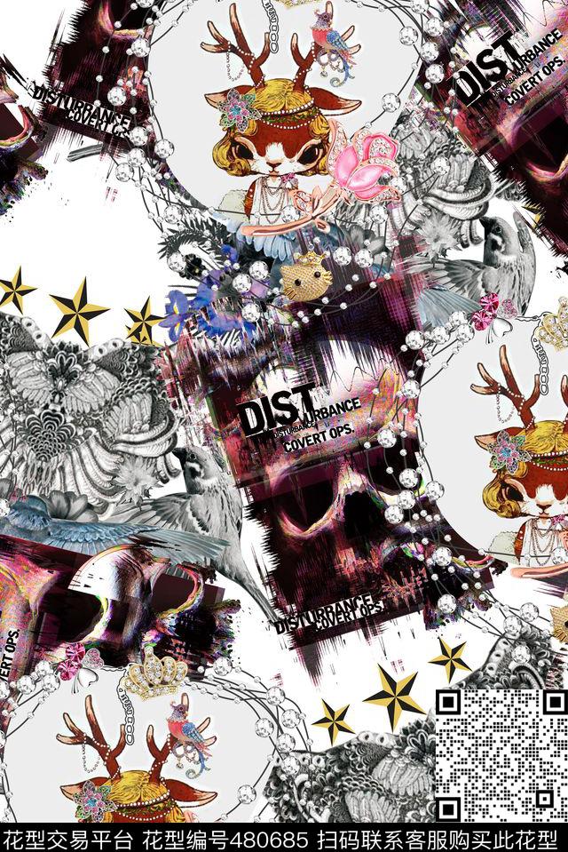 大牌骷髅鹿数码印花华亿平台下载（图片编号: 480685） - 瓦栏（Walan）