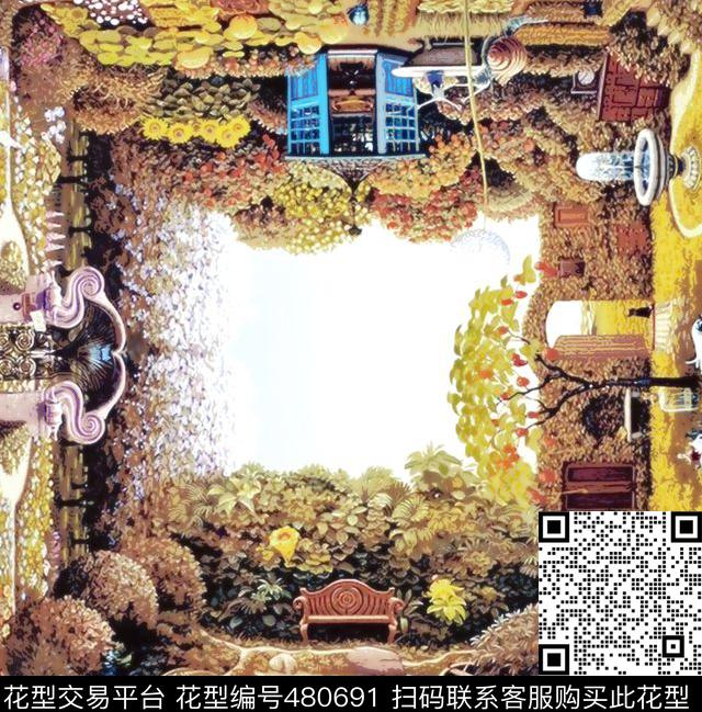 面料木刻花园数码印花华亿平台下载（图片编号: 480691） - 瓦栏（Walan）