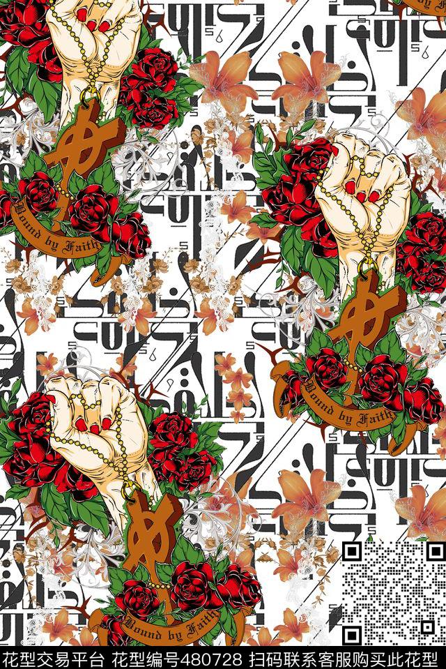 时尚欧式花卉数码印花华亿平台下载（图片编号: 480728） - 瓦栏（Walan）