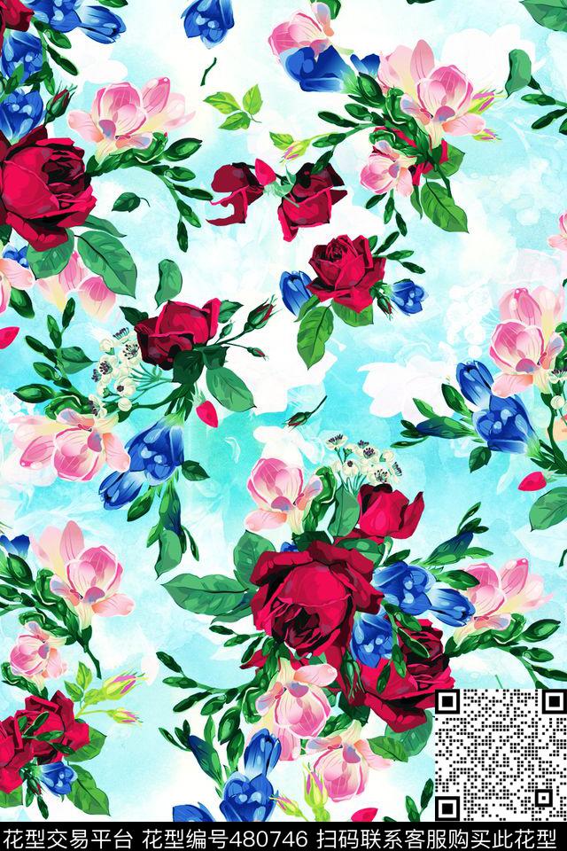 花朵花卉时尚数码印花华亿平台下载（图片编号: 480746） - 瓦栏（Walan）