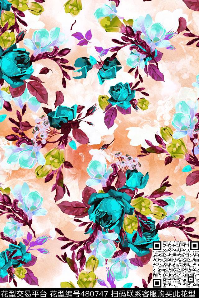 古典花朵花卉数码印花华亿平台下载（图片编号: 480747） - 瓦栏（Walan）