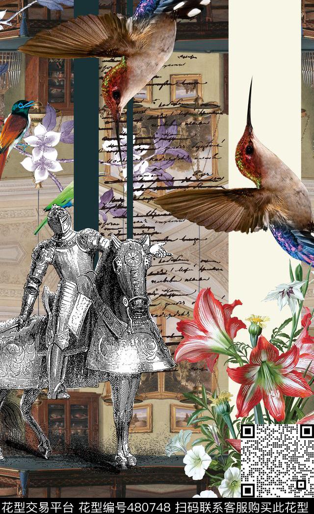 潮流时尚定位印花.欧式宫廷风数码印花华亿平台下载（图片编号: 480748） - 瓦栏（Walan）