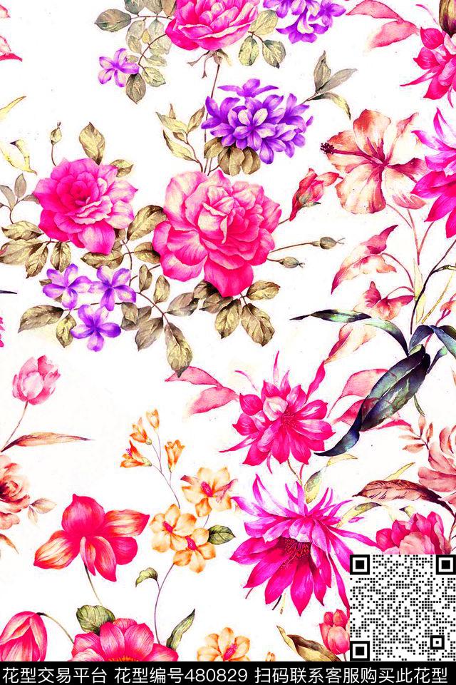 时尚碎花清爽数码印花华亿平台下载（图片编号: 480829） - 瓦栏（Walan）