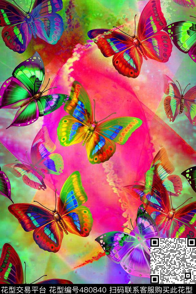 蝴蝶丝绸丝巾数码印花华亿平台下载（图片编号: 480840） - 瓦栏（Walan）