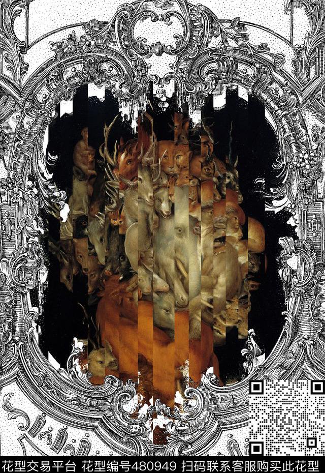 巴洛克潮流时尚大牌定位数码印花华亿平台下载（图片编号: 480949） - 瓦栏（Walan）