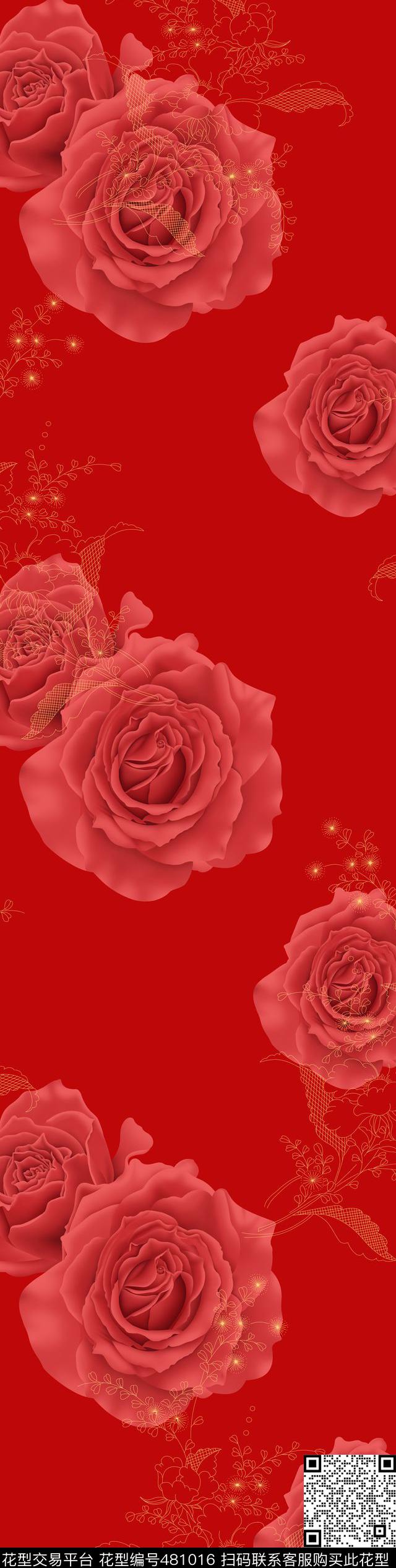 时尚花卉手绘数码印花华亿平台下载（图片编号: 481016） - 瓦栏（Walan）