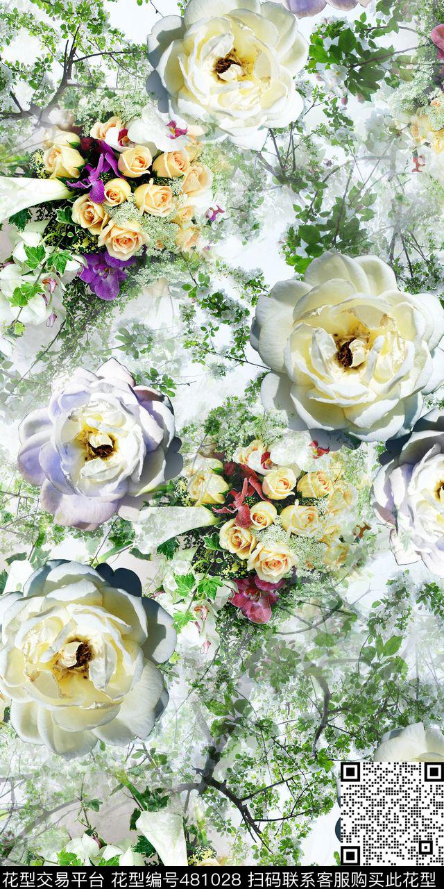 数码树叶清新底女装花卉数码印花华亿平台下载（图片编号: 481028） - 瓦栏（Walan）