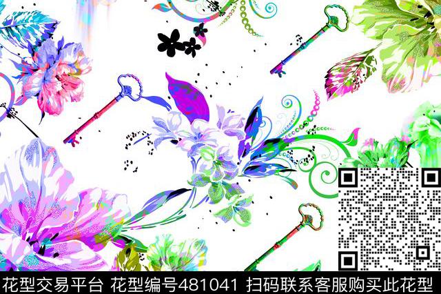 花卉钥匙流行时尚沙发窗帘数码印花华亿平台下载（图片编号: 481041） - 瓦栏（Walan）
