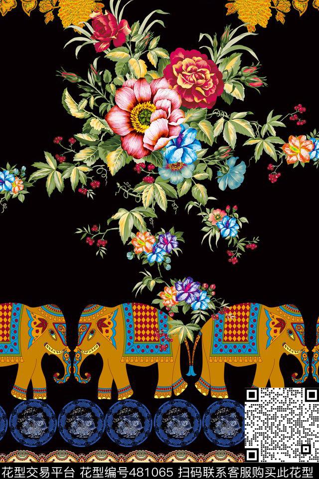 潮流大牌传统花纹花卉数码印花华亿平台下载（图片编号: 481065） - 瓦栏（Walan）