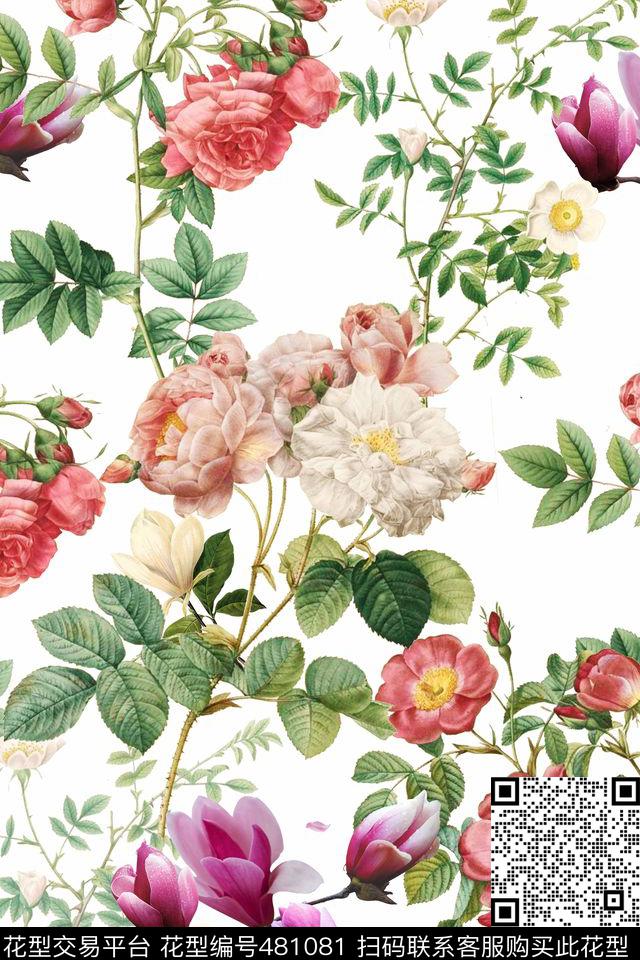 女装潮流时尚写真花卉数码印花华亿平台下载（图片编号: 481081） - 瓦栏（Walan）