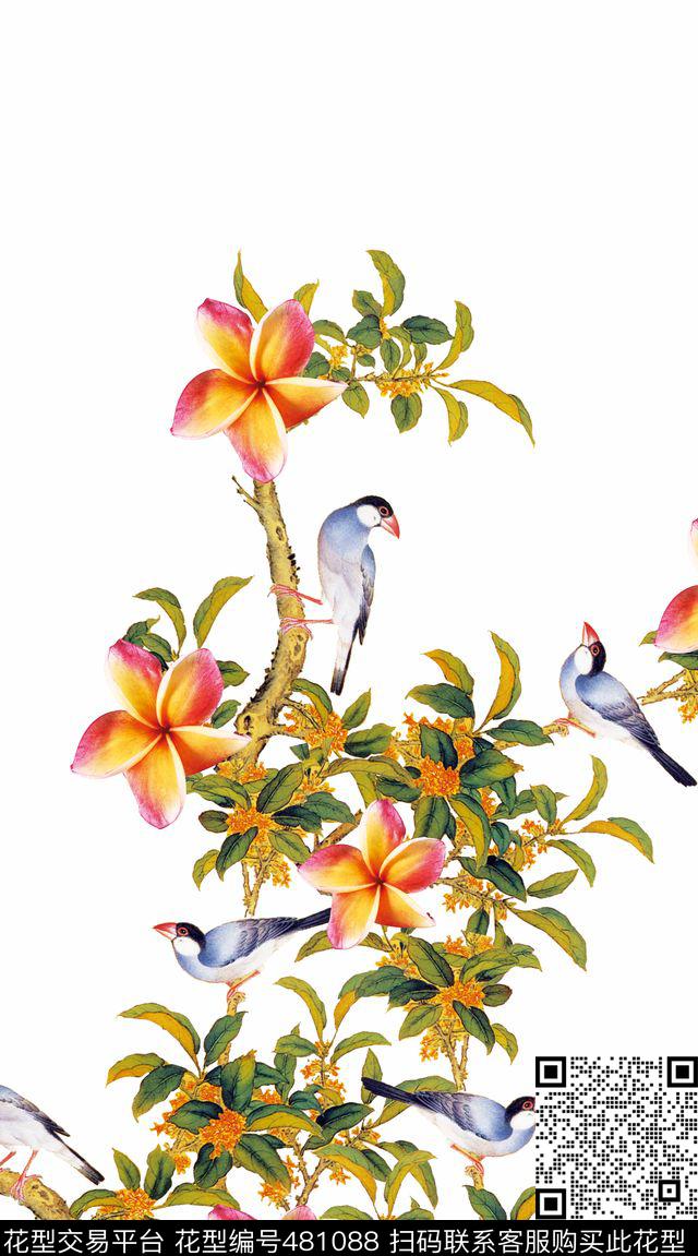 潮流时尚工笔画国画数码印花华亿平台下载（图片编号: 481088） - 瓦栏（Walan）