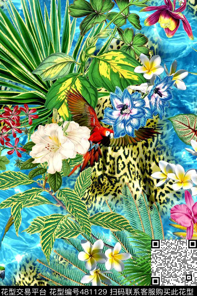 热带风棕榈树叶热带华亿平台数码印花华亿平台下载（图片编号: 481129） - 瓦栏（Walan）