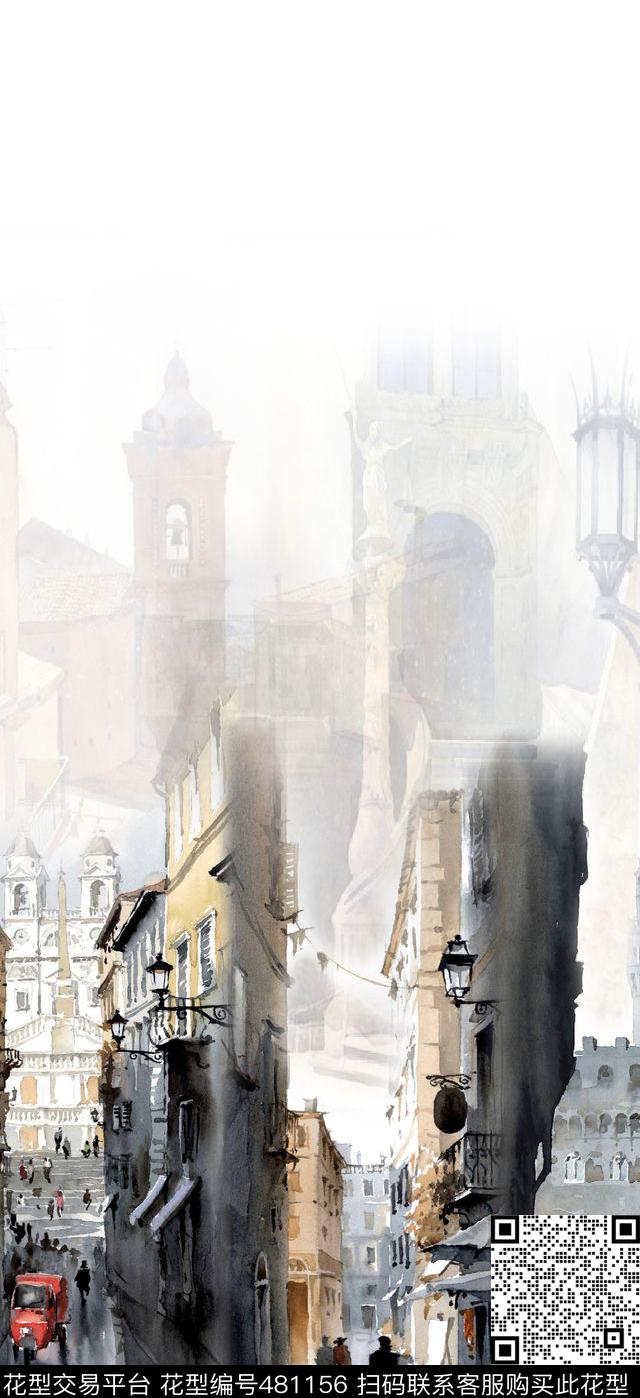 定位建筑渐变数码印花华亿平台下载（图片编号: 481156） - 瓦栏（Walan）