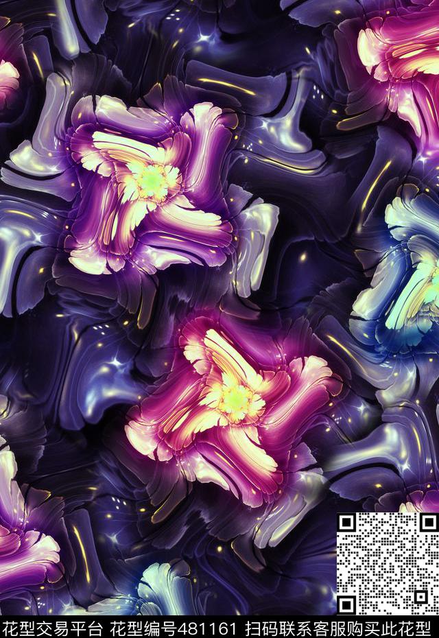 抽象时尚几何数码印花华亿平台下载（图片编号: 481161） - 瓦栏（Walan）