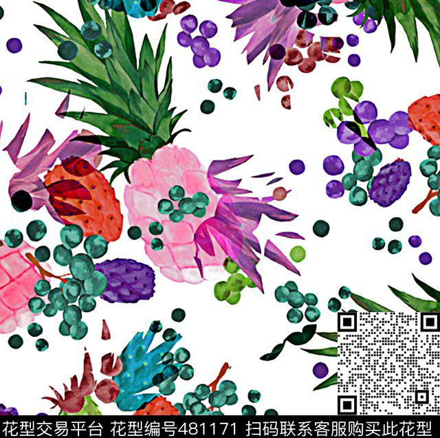 手绘水果组合女装数码印花华亿平台下载（图片编号: 481171） - 瓦栏（Walan）