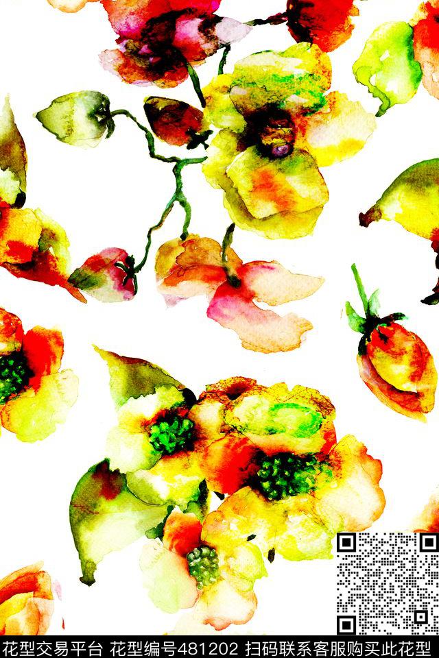 碎花时尚休闲数码印花华亿平台下载（图片编号: 481202） - 瓦栏（Walan）