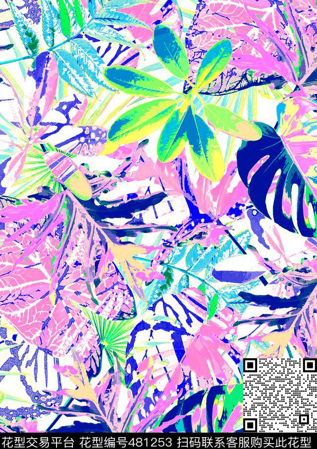 夏威夷热带花热带植物时尚泳装传统印花华亿平台下载（图片编号: 481253） - 瓦栏（Walan）