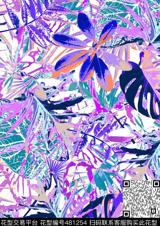 夏威夷热带花热带植物时尚泳装传统印花华亿平台下载（图片编号: 481254） - 瓦栏（Walan）