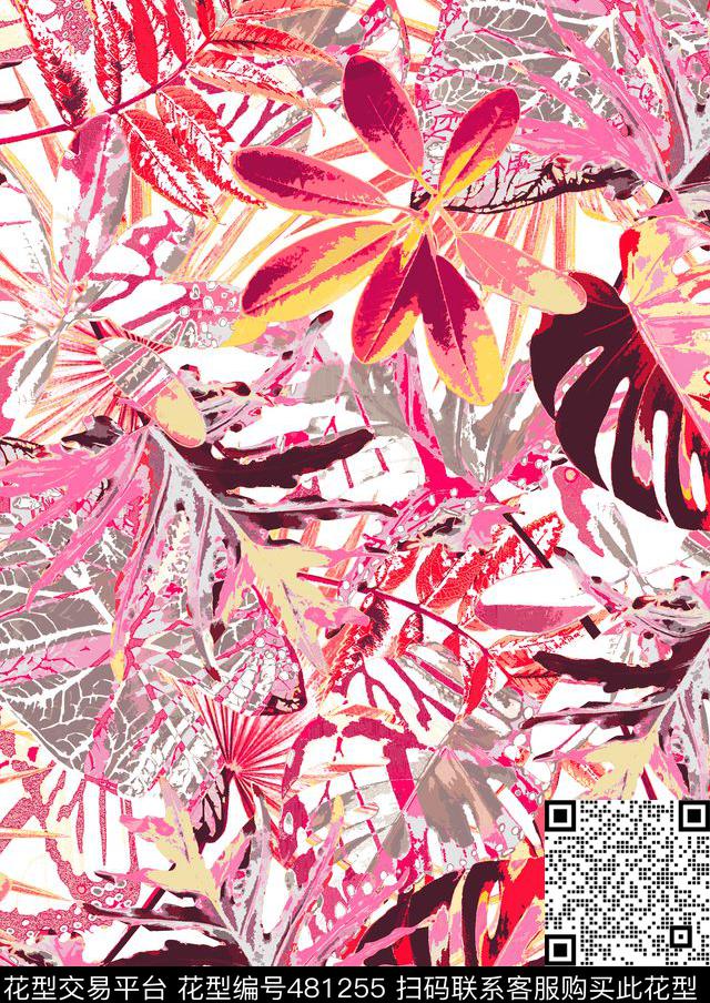 夏威夷热带花热带植物时尚泳装传统印花华亿平台下载（图片编号: 481255） - 瓦栏（Walan）