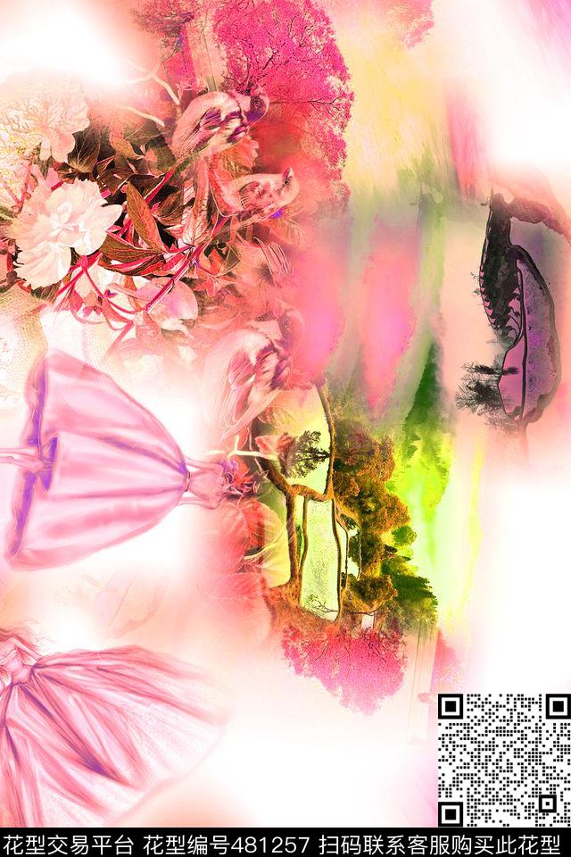 时尚大牌混搭数码印花华亿平台下载（图片编号: 481257） - 瓦栏（Walan）