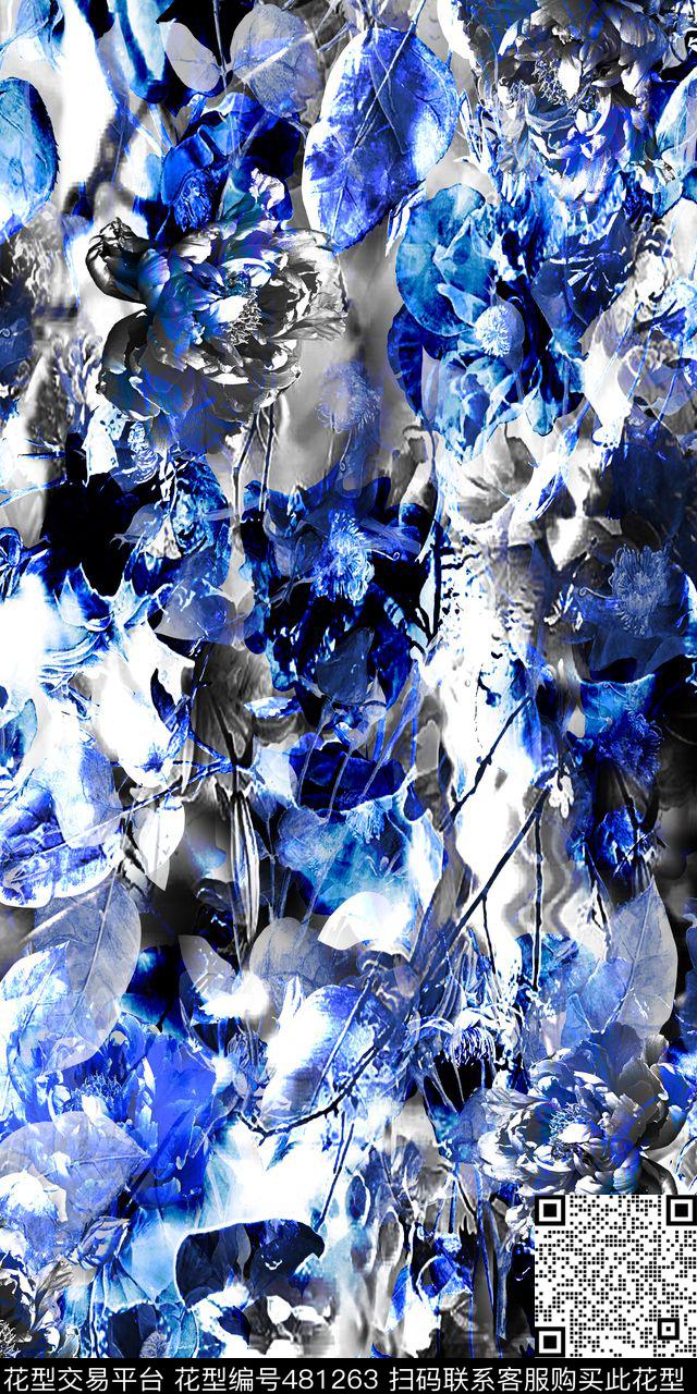 数码花卉树叶数码印花华亿平台下载（图片编号: 481263） - 瓦栏（Walan）