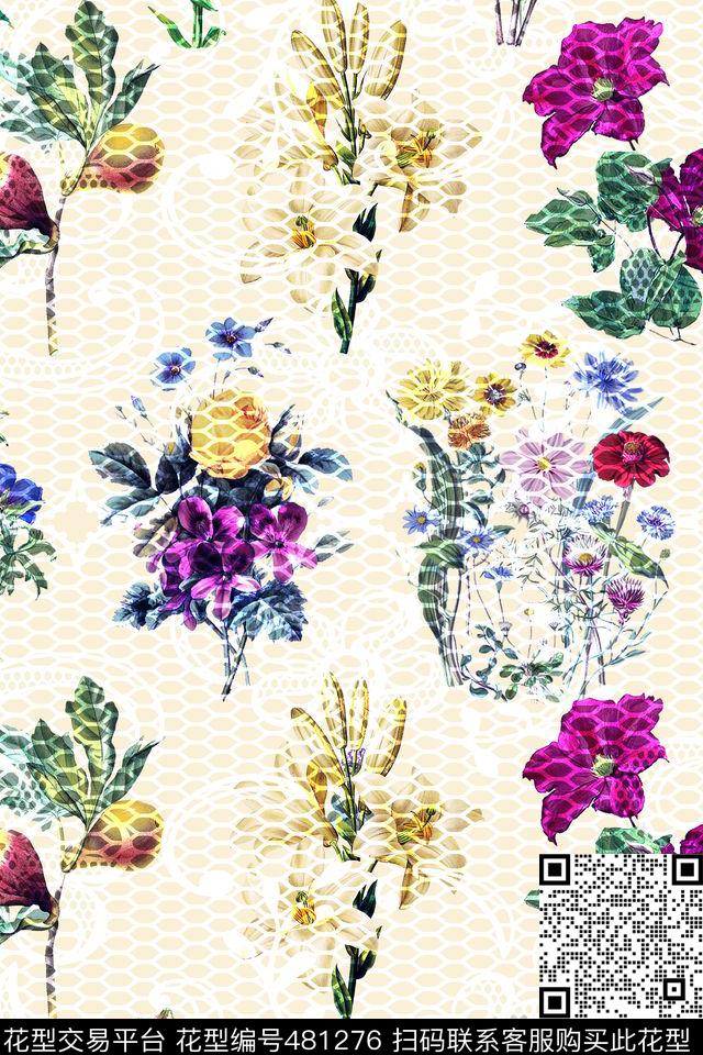碎花复古花卉数码印花华亿平台下载（图片编号: 481276） - 瓦栏（Walan）