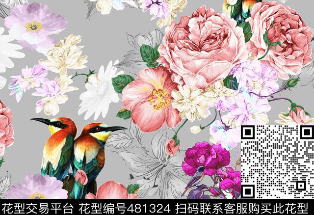 花鸟家纺服装流行时尚数码印花华亿平台下载（图片编号: 481324） - 瓦栏（Walan）