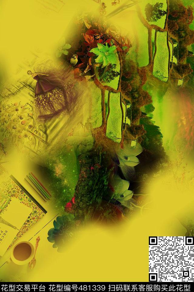 时尚大牌混搭数码印花华亿平台下载（图片编号: 481339） - 瓦栏（Walan）