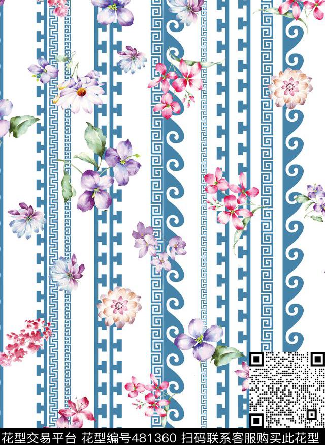 大牌风花卉几何数码印花华亿平台下载（图片编号: 481360） - 瓦栏（Walan）