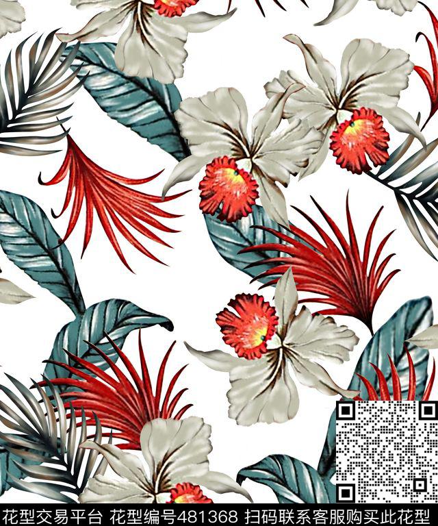 度假时尚休闲叶子数码印花华亿平台下载（图片编号: 481368） - 瓦栏（Walan）