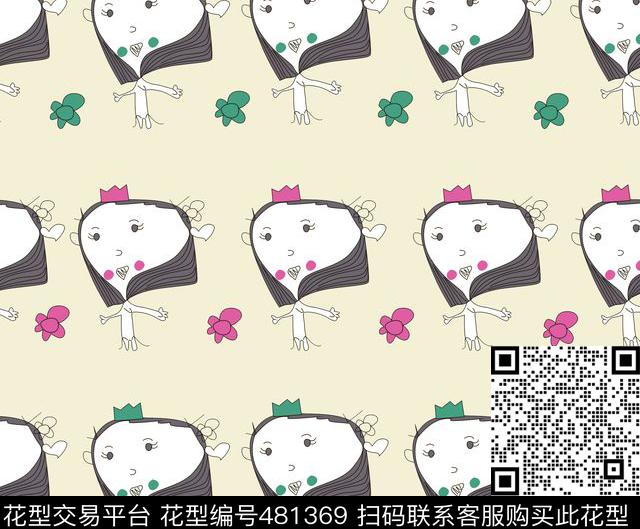 卡通小女孩可爱传统印花华亿平台下载（图片编号: 481369） - 瓦栏（Walan）