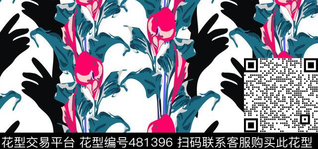 马蹄莲手现代时尚传统印花华亿平台下载（图片编号: 481396） - 瓦栏（Walan）