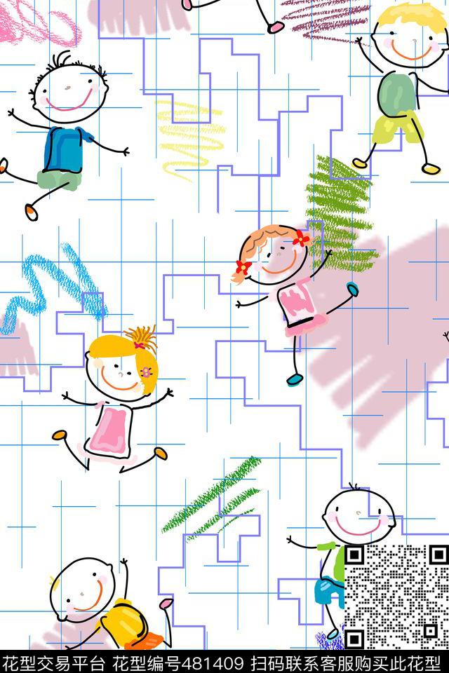 卡通手绘涂鸦传统印花华亿平台下载（图片编号: 481409） - 瓦栏（Walan）