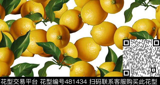 橙子绿叶水果数码印花华亿平台下载（图片编号: 481434） - 瓦栏（Walan）