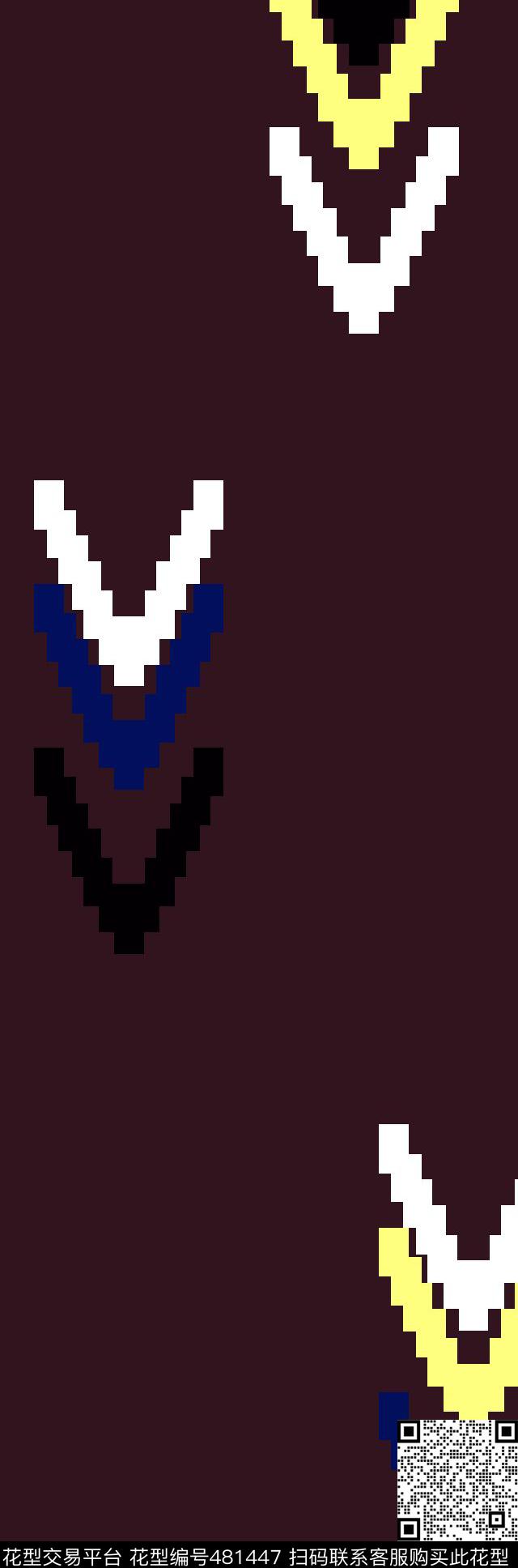 男装华亿平台齿轮几何V字传统印花华亿平台下载（图片编号: 481447） - 瓦栏（Walan）