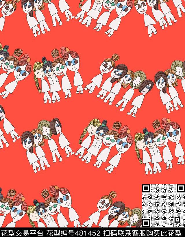 卡通小女孩连衣裙图案传统印花华亿平台下载（图片编号: 481452） - 瓦栏（Walan）