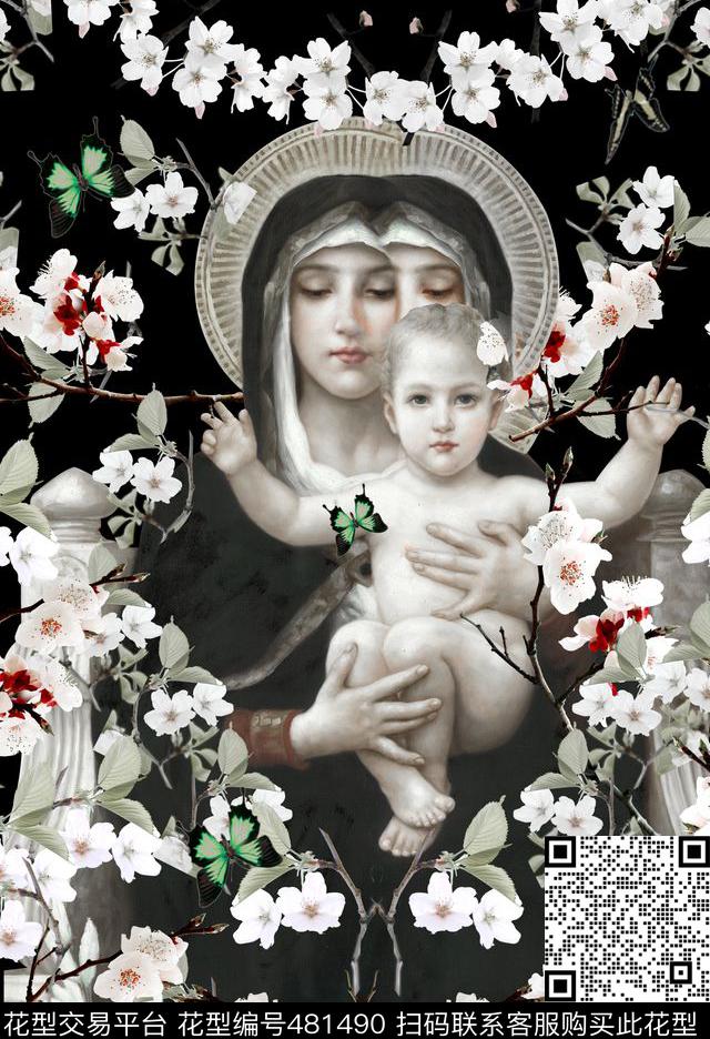 潮流时尚纪梵希风格梨花数码印花华亿平台下载（图片编号: 481490） - 瓦栏（Walan）