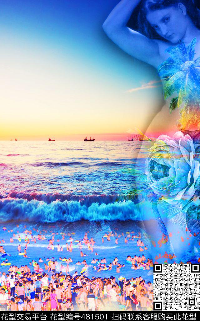 流行时尚夏威夷风情欧美数码印花华亿平台下载（图片编号: 481501） - 瓦栏（Walan）