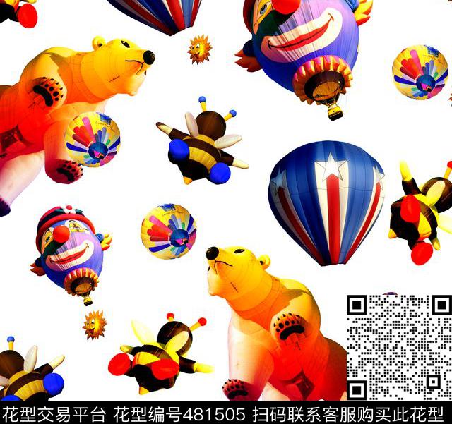 蜜蜂热气球小丑数码印花华亿平台下载（图片编号: 481505） - 瓦栏（Walan）