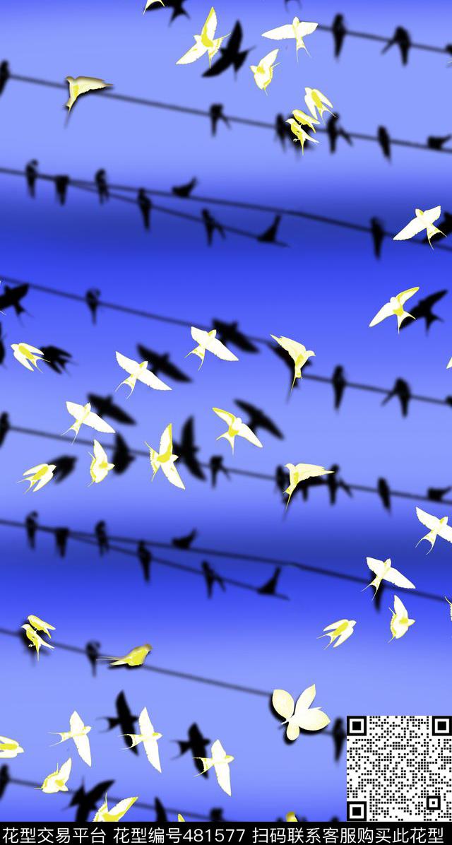 男装华亿平台欧美时尚燕子剪影数码印花华亿平台下载（图片编号: 481577） - 瓦栏（Walan）