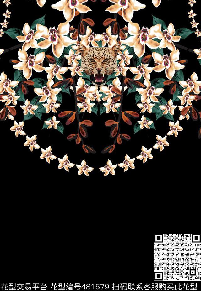 豹子头潮流时尚花卉数码印花华亿平台下载（图片编号: 481579） - 瓦栏（Walan）