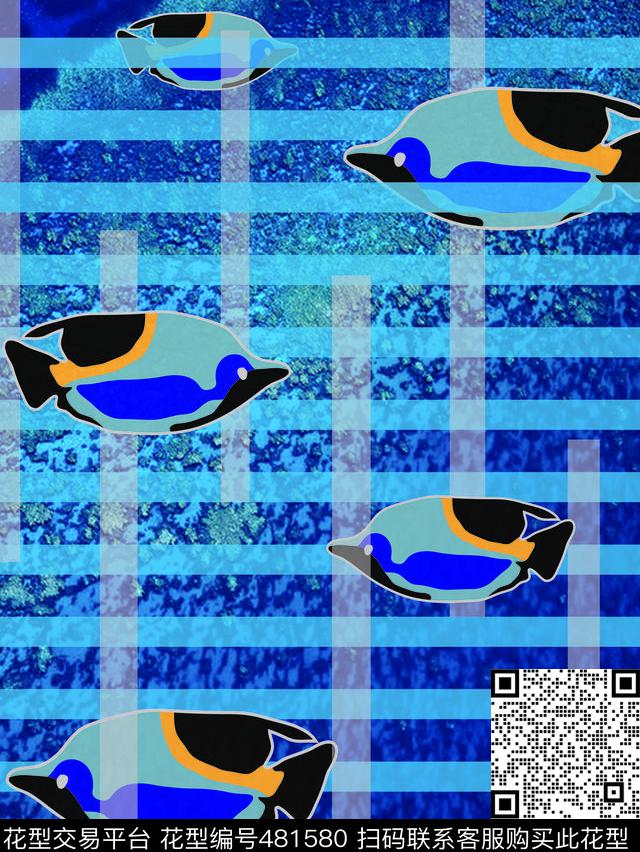 海洋元素热带鱼动物趣味元素数码印花华亿平台下载（图片编号: 481580） - 瓦栏（Walan）
