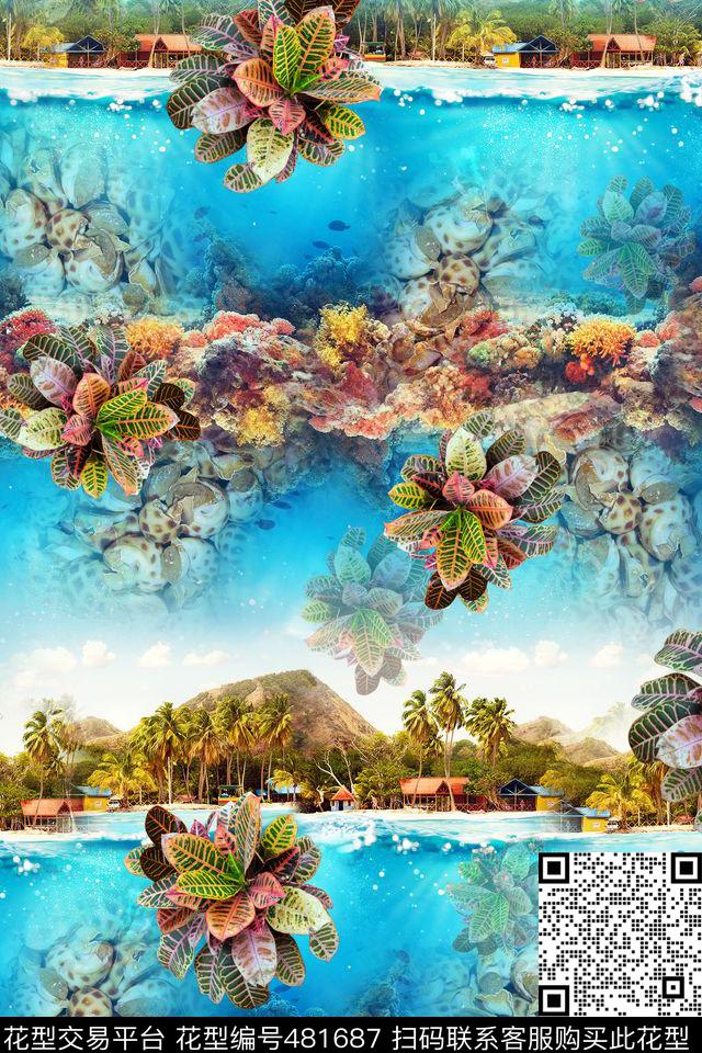 男装热带叶子数码数码印花华亿平台下载（图片编号: 481687） - 瓦栏（Walan）