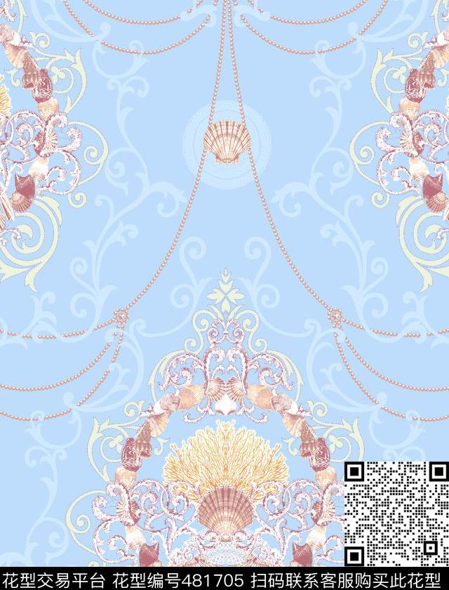 欧美贝壳珠链传统印花华亿平台下载（图片编号: 481705） - 瓦栏（Walan）