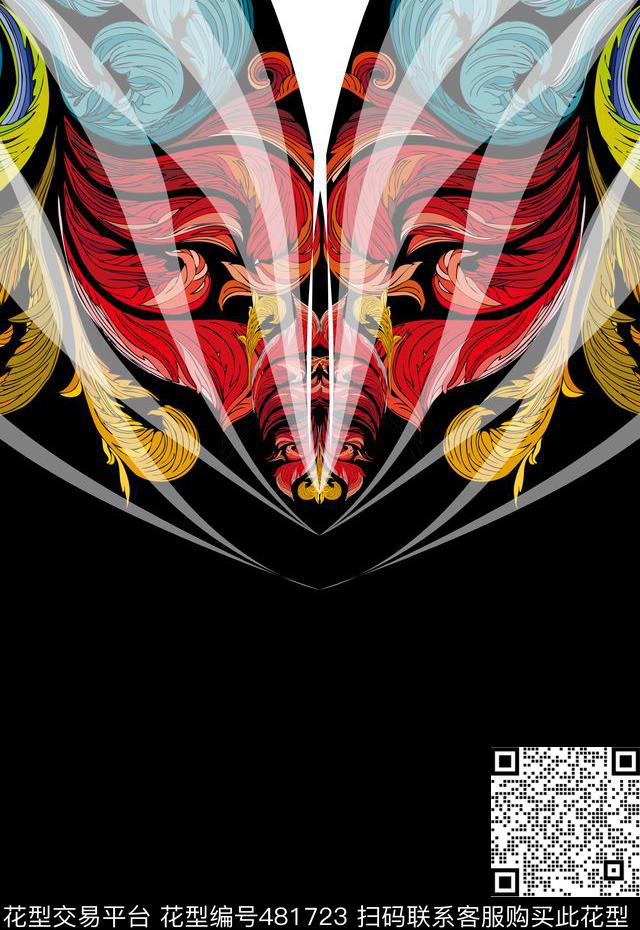 潮流时尚创意狐狸头定位流动条纹数码印花华亿平台下载（图片编号: 481723） - 瓦栏（Walan）