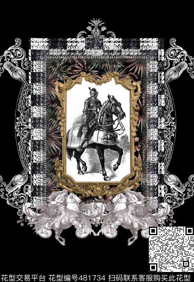 T恤卫衣夹克巴洛克骑士潮流时尚数码印花华亿平台下载（图片编号: 481734） - 瓦栏（Walan）