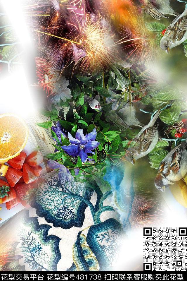 时尚大牌混搭数码印花华亿平台下载（图片编号: 481738） - 瓦栏（Walan）